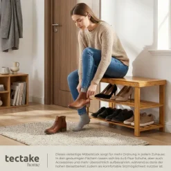 Schuhbank tectake Silke 70 x 28 x 45,5 cm Bambus braun
