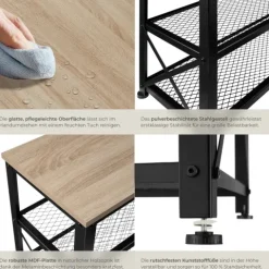 Schuhregal tectake Blackpool 101 x 30,5 x 45,5 cm Industrial Style Industrial Holz hell, Eiche Sonoma