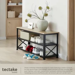 Schuhregal tectake Blackpool 101 x 30,5 x 45,5 cm Industrial Style Industrial Holz hell, Eiche Sonoma