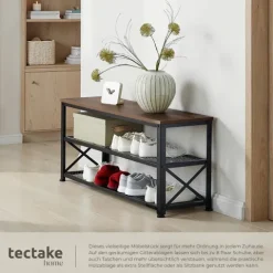 Schuhregal tectake Blackpool 101 x 30,5 x 45,5 cm Industrial Style Industrial Holz dunkel, rustikal
