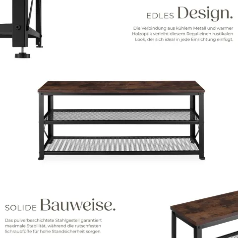 Schuhregal tectake Blackpool 101 x 30,5 x 45,5 cm Industrial Style Industrial Holz dunkel, rustikal