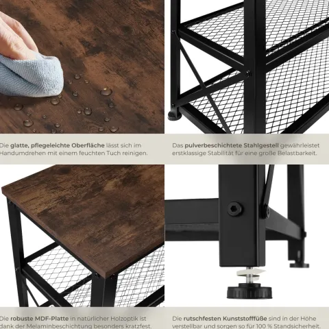 Schuhregal tectake Blackpool 101 x 30,5 x 45,5 cm Industrial Style Industrial Holz dunkel, rustikal