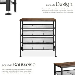 Schuhregal tectake Bournemouth 75,5 x 30,5 x 85,5 cm Industrial Style Industrial Holz dunkel, rustikal