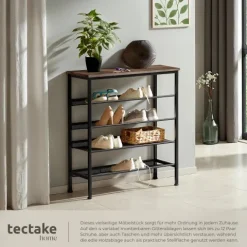 Schuhregal tectake Bournemouth 75,5 x 30,5 x 85,5 cm Industrial Style Industrial Holz dunkel, rustikal