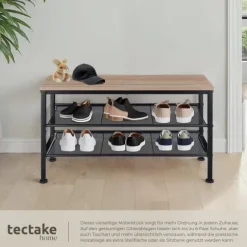 Schuhregal tectake Derry 75,5 x 30,5 x 45,5 cm Industrial Style Industrial Holz hell, Eiche Sonoma
