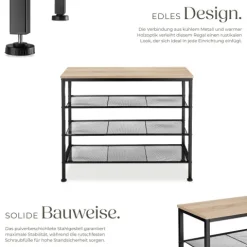 Schuhregal tectake Newport 80,5 x 30,5 x 72,5 cm Industrial Style Industrial Holz hell, Eiche Sonoma