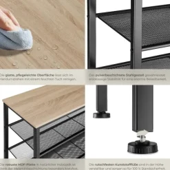Schuhregal tectake Newport 80,5 x 30,5 x 72,5 cm Industrial Style Industrial Holz hell, Eiche Sonoma