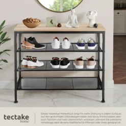Schuhregal tectake Newport 80,5 x 30,5 x 72,5 cm Industrial Style Industrial Holz hell, Eiche Sonoma