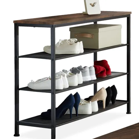 Schuhregal tectake Portsmouth 100 x 30,5 x 72,5 cm Industrial Style Industrial Holz dunkel, rustikal