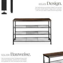 Schuhregal tectake Portsmouth 100 x 30,5 x 72,5 cm Industrial Style Industrial Holz dunkel, rustikal