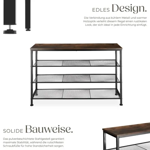 Schuhregal tectake Portsmouth 100 x 30,5 x 72,5 cm Industrial Style Industrial Holz dunkel, rustikal