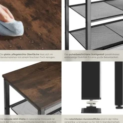 Schuhregal tectake Portsmouth 100 x 30,5 x 72,5 cm Industrial Style Industrial Holz dunkel, rustikal