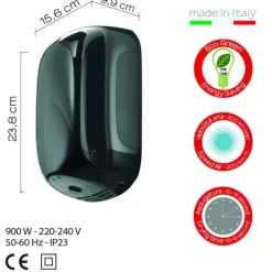 Schwarzer elektrischer Händetrockner Eco-jet 900w | Alize'