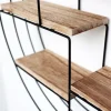 Schwarzes Metall-Wandregal mit 4 Holzböden - Rund - 50x11 cm