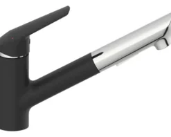 SERIES Küchenarmatur mit Brause OKAB schwarz matt / chrom glänzend