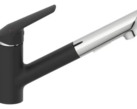 SERIES Küchenarmatur mit Brause OKAB schwarz matt / chrom glänzend