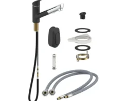 SERIES Küchenarmatur mit Brause OKAB schwarz matt / chrom glänzend