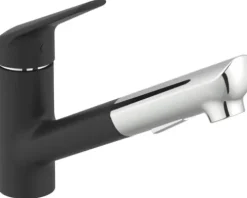 SERIES Küchenarmatur mit Brause OKAB schwarz matt / chrom glänzend