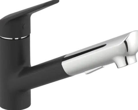 SERIES Küchenarmatur mit Brause OKAB schwarz matt / chrom glänzend