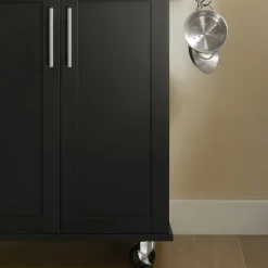 Servierwagen mit Rollen, Arbeitsplatte und schwarzem Regal FKW110-SCH