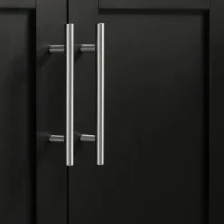 Servierwagen mit Rollen, Arbeitsplatte und schwarzem Regal FKW110-SCH