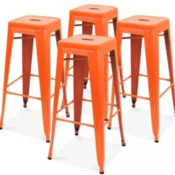 Set aus 4 Barhockern aus mattem Metall 43 x 43 x 76 cm - Oviala