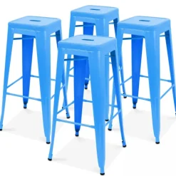 Set aus 4 Barhockern aus mattem Metall 43 x 43 x 76 cm - Oviala