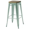 Set aus 4 Barhockern aus mattem Metall 43 x 43 x 76 cm - Oviala