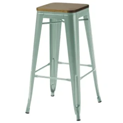 Set aus 4 Barhockern aus mattem Metall 43 x 43 x 76 cm - Oviala