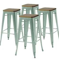 Set aus 4 Barhockern aus mattem Metall 43 x 43 x 76 cm - Oviala