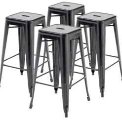 Set aus 4 Barhockern aus mattem Metall 43 x 43 x 76 cm - Oviala
