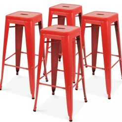 Set aus 4 Barhockern aus mattem Metall 43 x 43 x 76 cm - Oviala