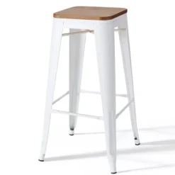 Set aus 4 Barhockern aus mattem Metall 43 x 43 x 76 cm - Oviala