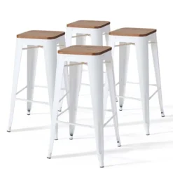 Set aus 4 Barhockern aus mattem Metall 43 x 43 x 76 cm - Oviala