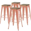 Set aus 4 Barhockern aus mattem Metall 43 x 43 x 76 cm - Oviala