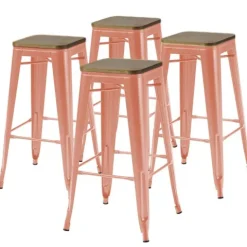 Set aus 4 Barhockern aus mattem Metall 43 x 43 x 76 cm - Oviala