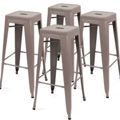Set aus 4 Barhockern aus mattem Metall 43 x 43 x 76 cm - Oviala