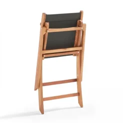 Set aus 2 klappbaren Textilene- und Holzstühlen 55 x 50 x 84 cm - Oviala