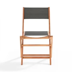 Set aus 2 klappbaren Textilene- und Holzstühlen 55 x 50 x 84 cm - Oviala