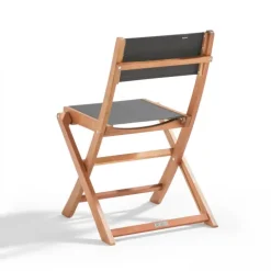 Set aus 2 klappbaren Textilene- und Holzstühlen 55 x 50 x 84 cm - Oviala