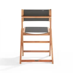 Set aus 2 klappbaren Textilene- und Holzstühlen 55 x 50 x 84 cm - Oviala