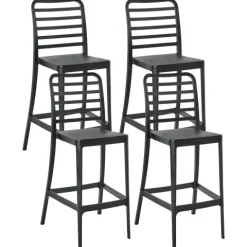 Set mit 4 Barstühlen SECEDA Kunststoff 2 in 1 Schwarz