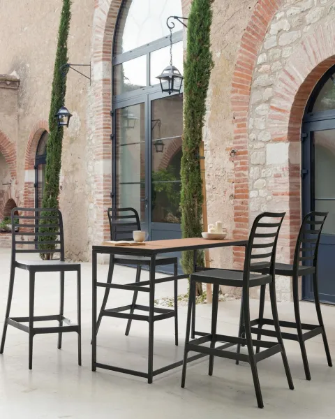 Set mit 4 Barstühlen SECEDA Kunststoff 2 in 1 Schwarz