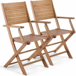 Set mit 2 klappbaren Armlehnenstühlen aus Eukalyptusholz 53 x 57 x 92 cm - Oviala