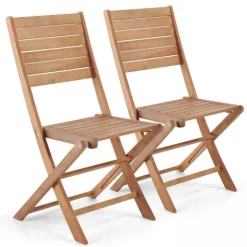 Set von 2 klappbaren Eukalyptusstühlen 53 x 48 x 92 cm - Oviala