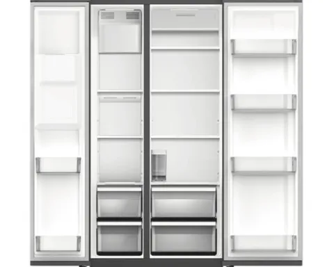 Side by Side Kühlschrank Wolkenstein WSBS556NFICMEIX BxHxT 91,1 x 178 x 76,6 cm Kühlteil 372 l Gefrierteil 184 l silber