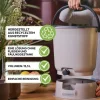 Skaza Bokashi Essential Biomülleimer Küche (15,3 Liter) + Base - Komposteimer Küche und Garten aus recyceltem Kunststoff - Starter Set + incl. 1 kg Fermentation Starter - Hellgrau