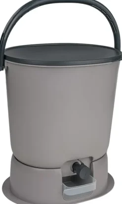 Skaza Bokashi Essential Biomülleimer Küche (15,3 Liter) + Base - Komposteimer Küche und Garten aus recyceltem Kunststoff - Starter Set + incl. 1 kg Fermentation Starter - Hellgrau