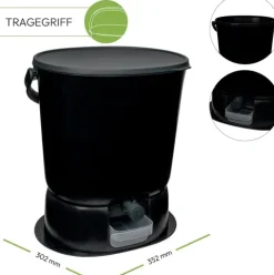 Skaza Bokashi Essential Biomülleimer Küche (15,3 Liter) + Base - Komposteimer Küche und Garten aus recyceltem Kunststoff - Starter Set + incl. 1 kg Fermentation Starter - Schwarz