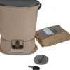 Skaza Bokashi Essential Biomülleimer Küche (15,3 Liter) + Base - Komposteimer Küche und Garten aus recyceltem Kunststoff - Starter Set + incl. 1 kg Fermentation Starter - Capuccino